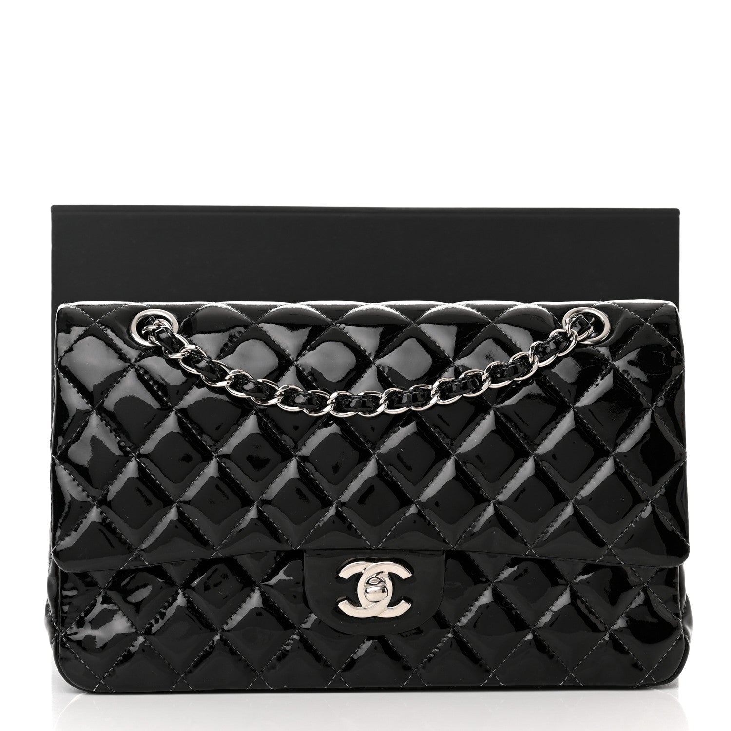 Chanel Patent Quilted Medium Double Flap Black 22 of 22