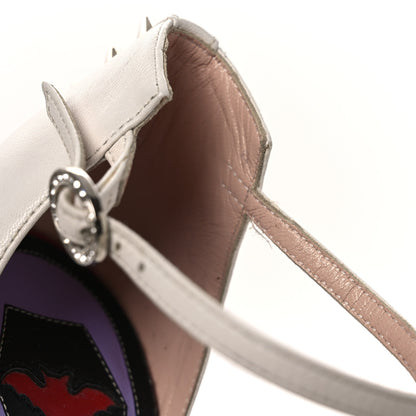 Gucci Calfskin Crystal GG Bow Sadie Spike Ankle Strap d'Orsay High Heel Pumps 35.5 White 12 of 14