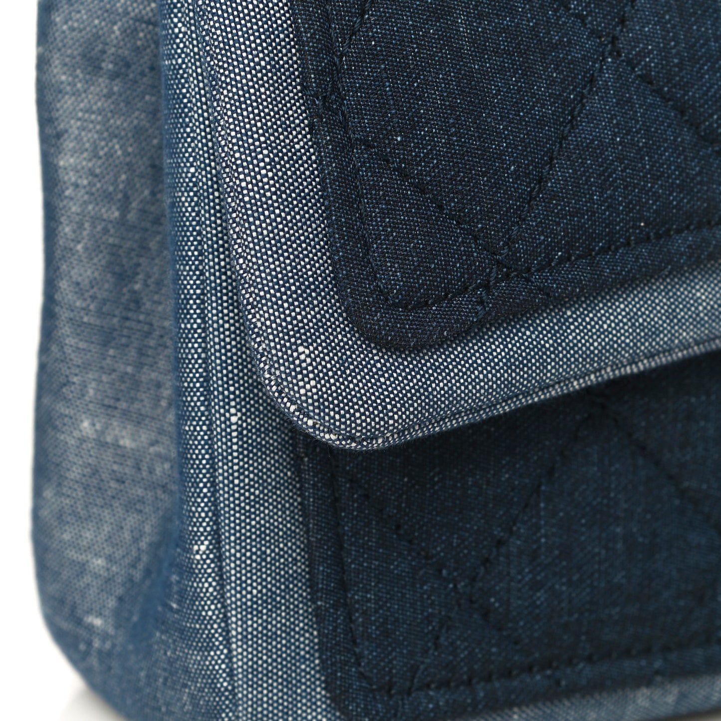 Denim Quilted Small Medallion Flap Blue