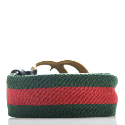 Gucci Nylon Calfskin Double G 40mm Web Belt 95 38 Green Red Black 2 of 4