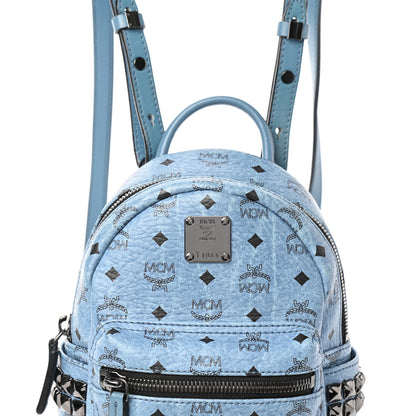 MCM Visetos Side Stud X-Mini Stark Bebe Boo Backpack Blue 7 of 9