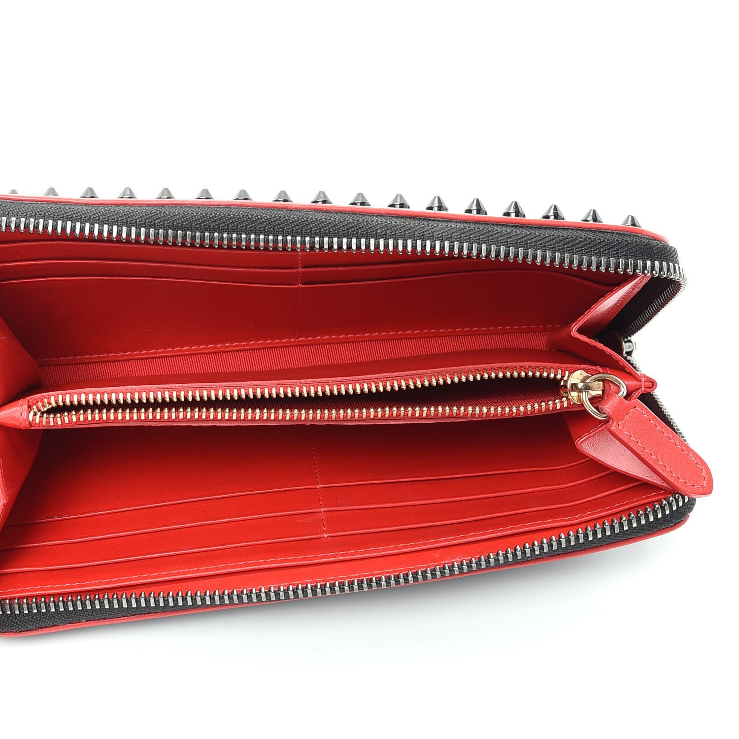 Christian Louboutin Calfskin Panettone Spiked Zip Around Wallet Black 5 of 6
