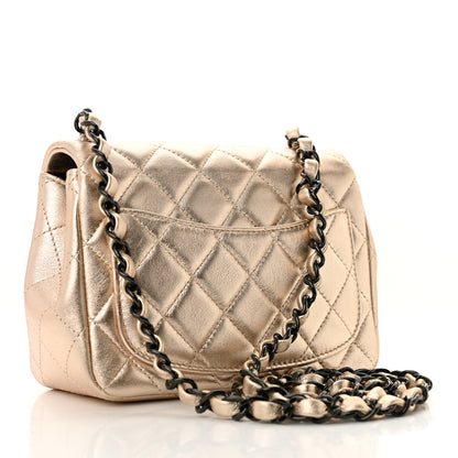 Chanel Metallic Lambskin Quilted Mini Square Flap Gold Black 3 of 12