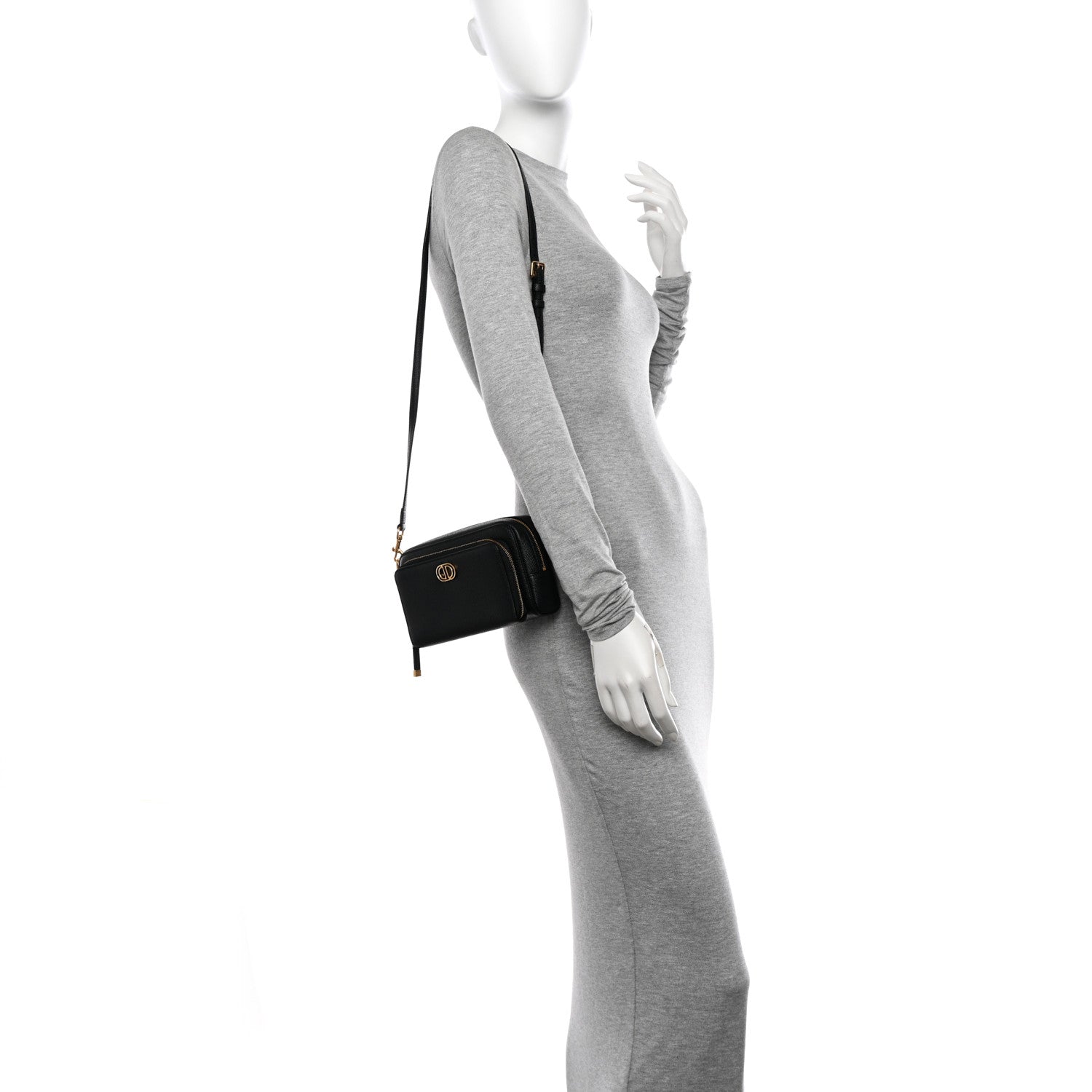 Christian Dior Grained Calfskin Caro Double Pouch Black 2 of 11