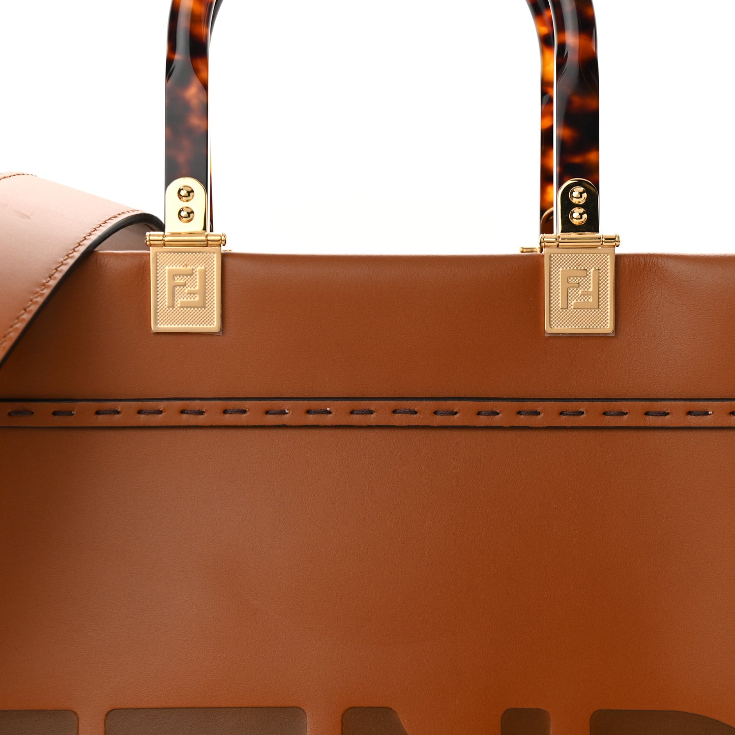 Vitello King Plexiglass Medium Fendi Sunshine Shopper Tote Cuoio