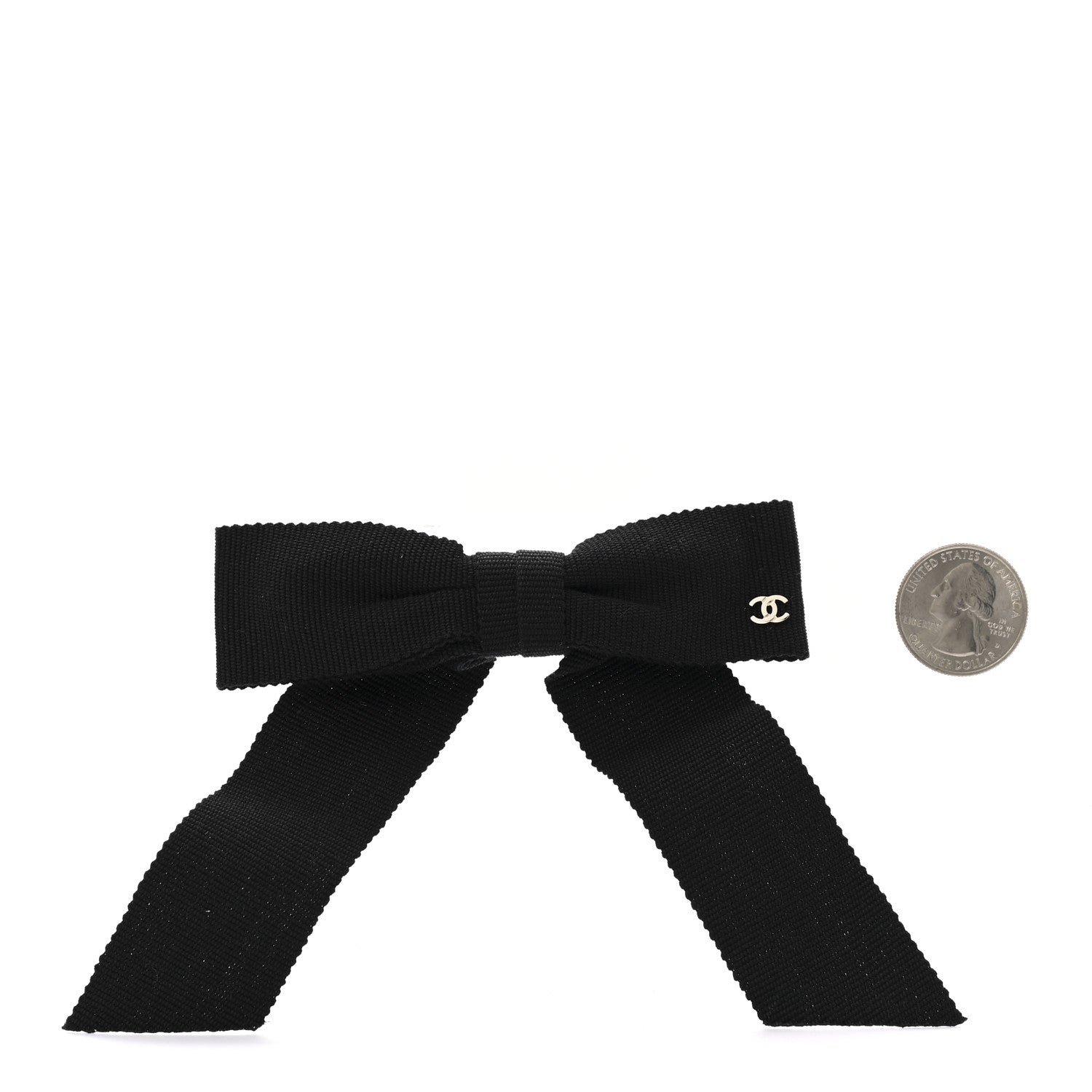 Chanel Grosgrain Bow CC Hair Clip Black 2 of 4