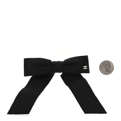 Chanel Grosgrain Bow CC Hair Clip Black 2 of 4