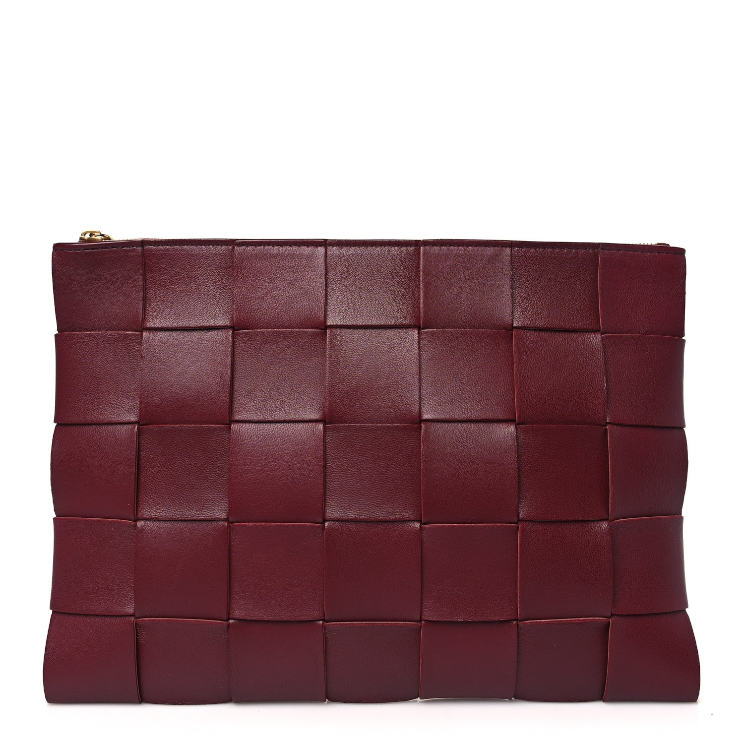 Bottega Veneta Nappa Maxi Intrecciato Cassette Flat Zip Medium Pouch Bordeaux 1 of 7