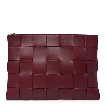 Bottega Veneta Nappa Maxi Intrecciato Cassette Flat Zip Medium Pouch Bordeaux 1 of 7