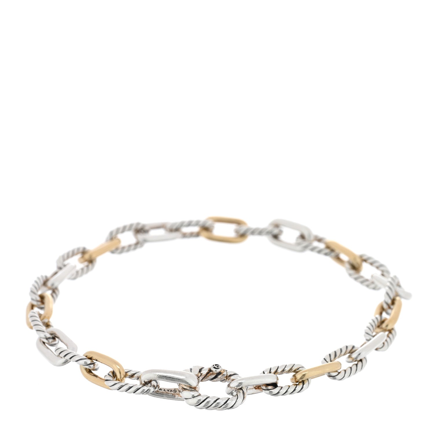 David Yurman Sterling Silver 18K Yellow Gold 5.5mm DY Madison Link Chain Bracelet 2 of 3