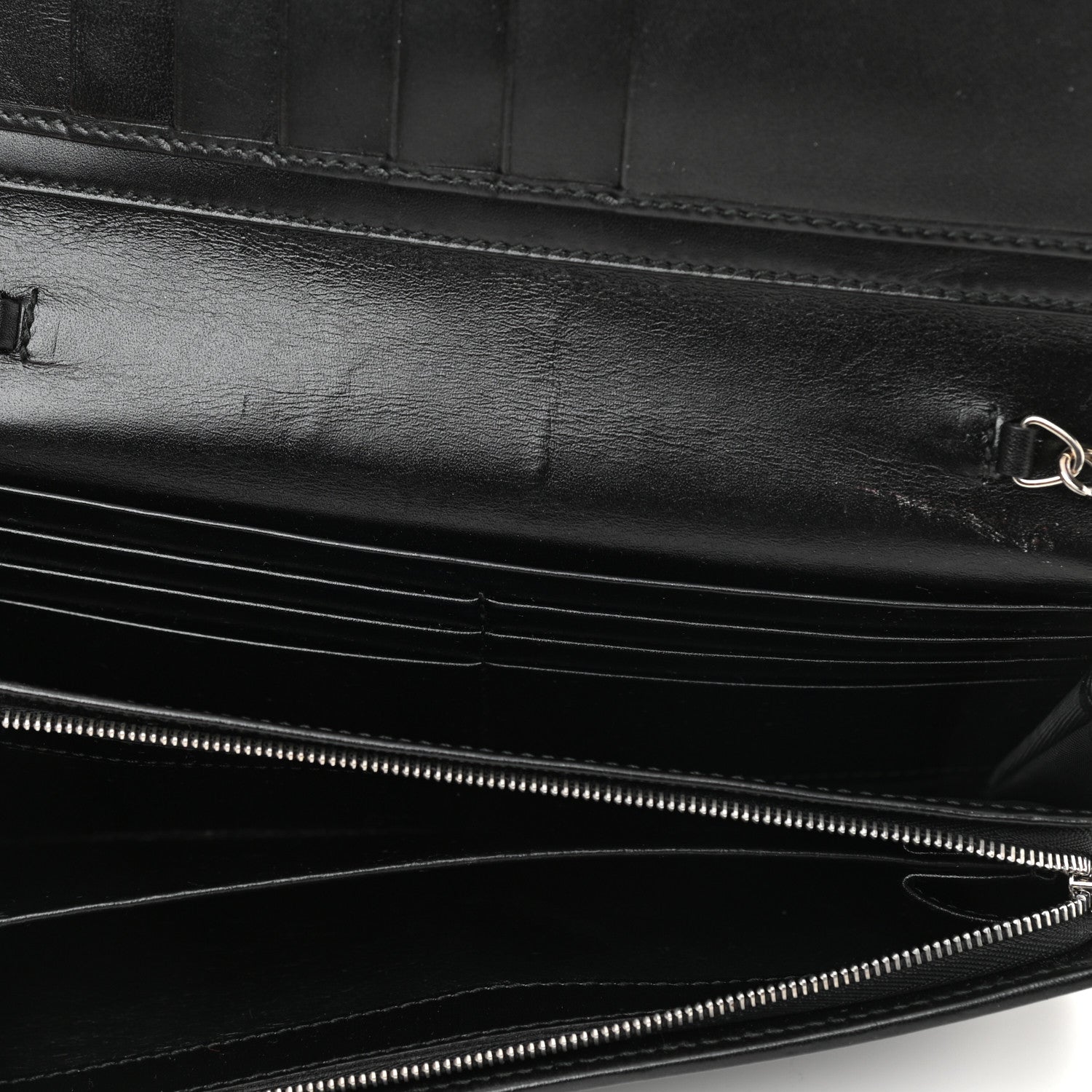 Gucci Imprime Monogram GG Pierce Chain Clutch Wallet Black 5 of 9
