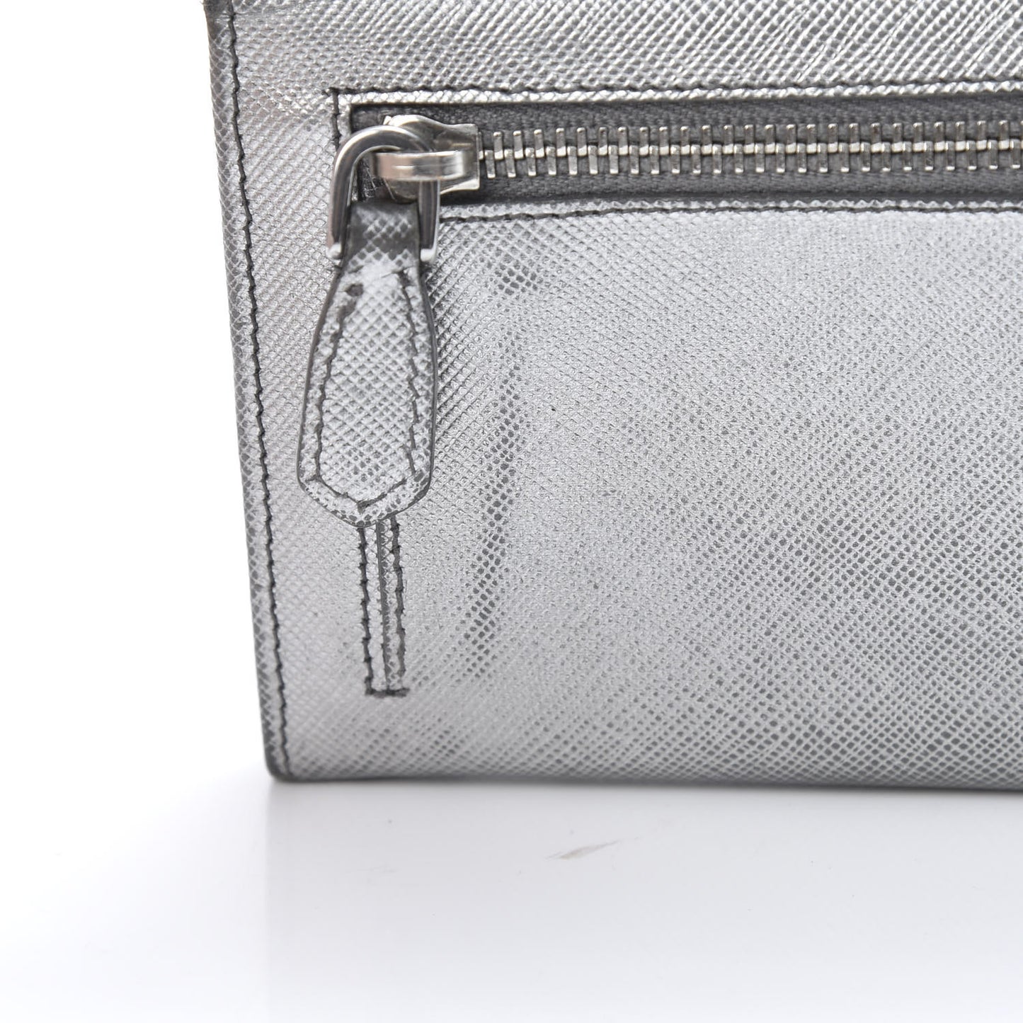 Metallic Saffiano Stones Continental Wallet Silver