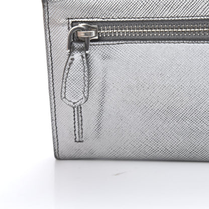 Prada Metallic Saffiano Stones Continental Wallet Silver 14 of 15