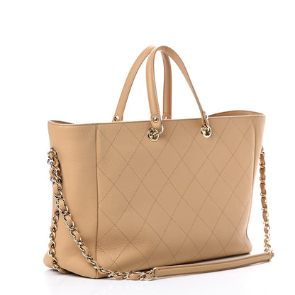 Chanel Bullskin Stitched Medium Shopping Bag Beige 2 of 13