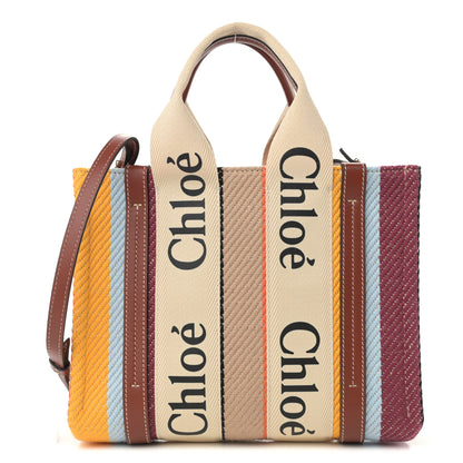 Chloe Cotton Calfskin Small Woody Striped Ribbon Tote Multicolor 1 of 11
