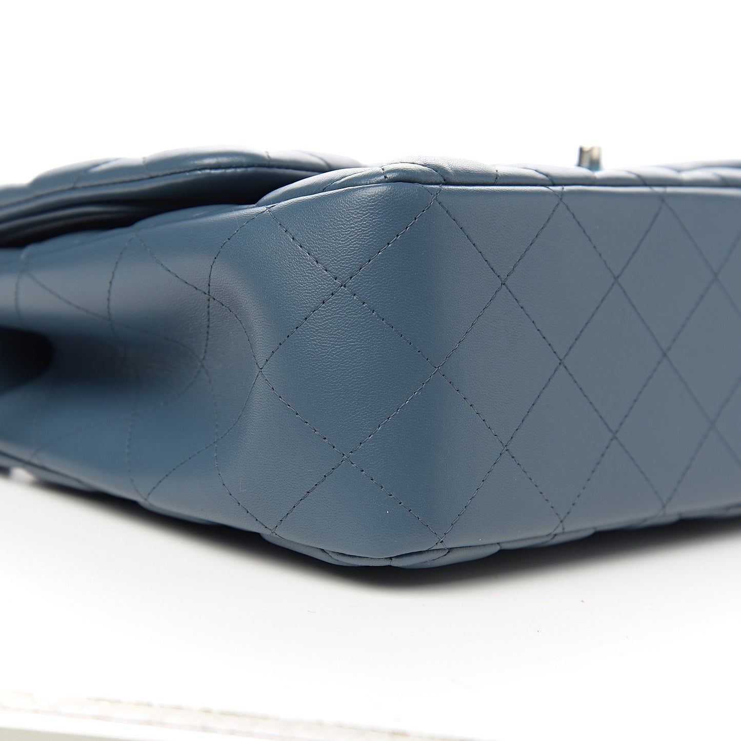 Lambskin Quilted Jumbo Double Flap Blue