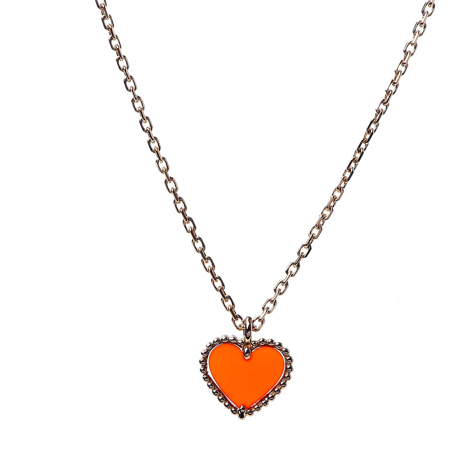 18K Rose Gold Carnelian Sweet Alhambra Heart Pendant Necklace