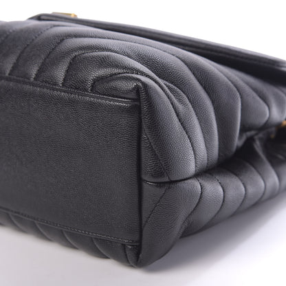 Saint Laurent Grain de Poudre Calfskin Y Quilted Monogram Medium Loulou Chain Satchel Black 7 of 10
