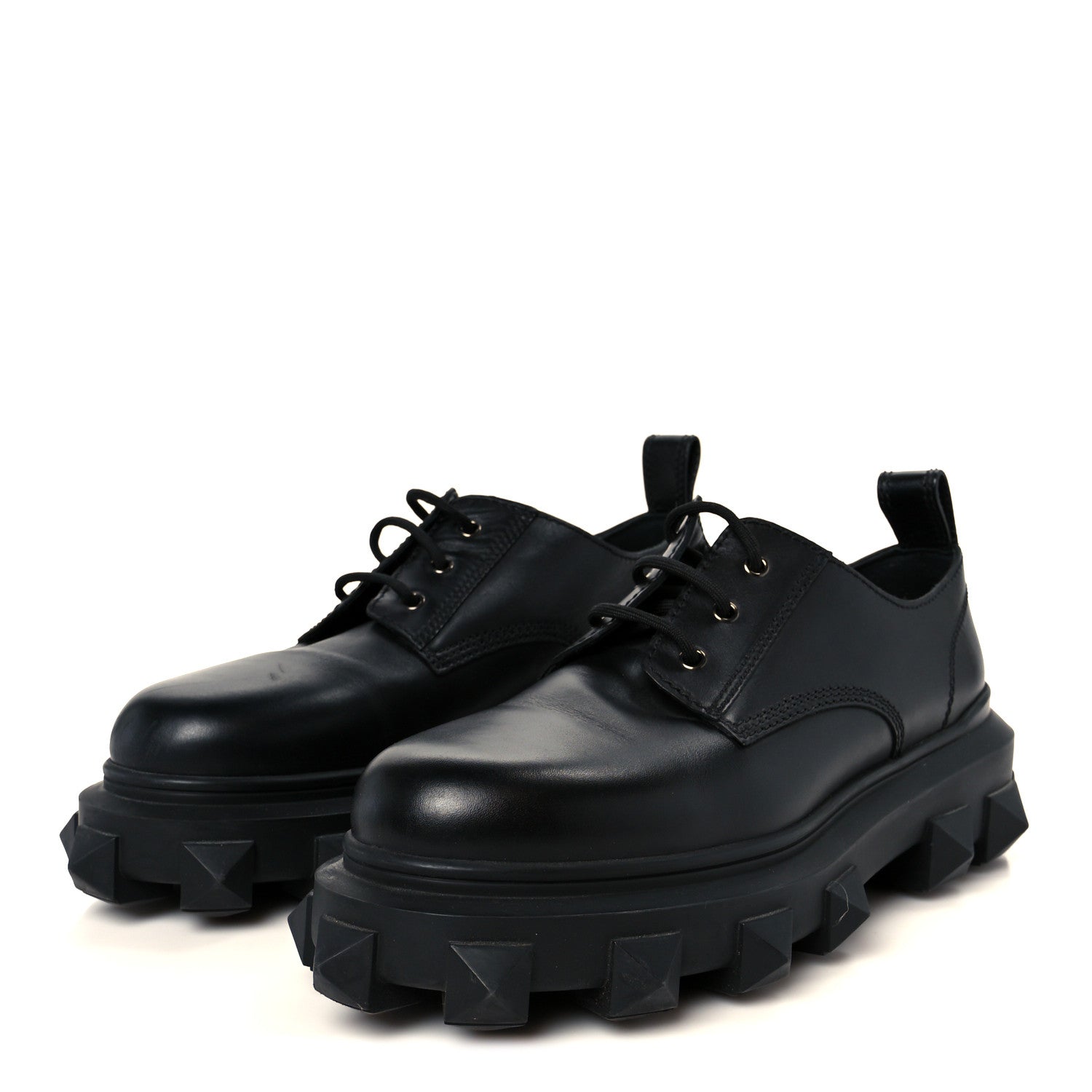 Valentino Garavani Calfskin Mens Trackstud Derby Loafers 45 Black 4 of 9
