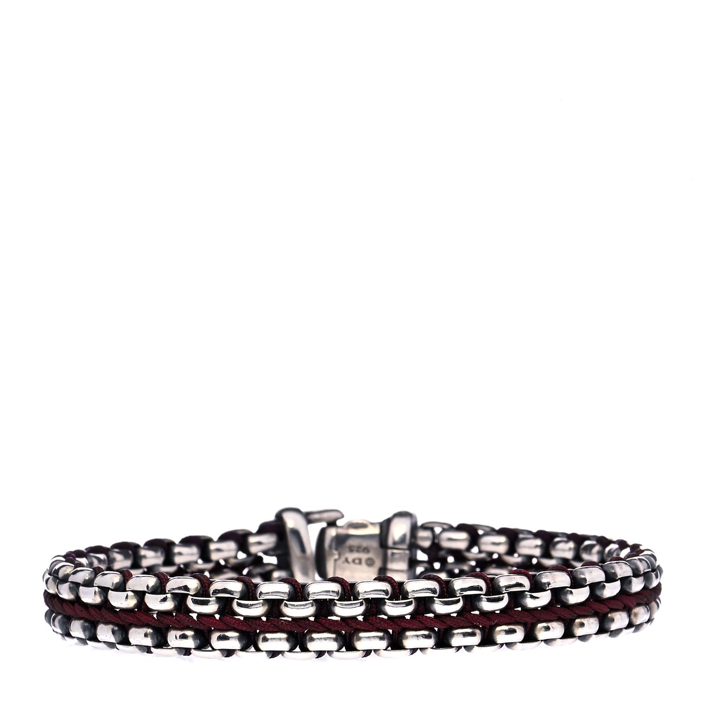 Sterling Silver Woven Box Chain Bracelet Red