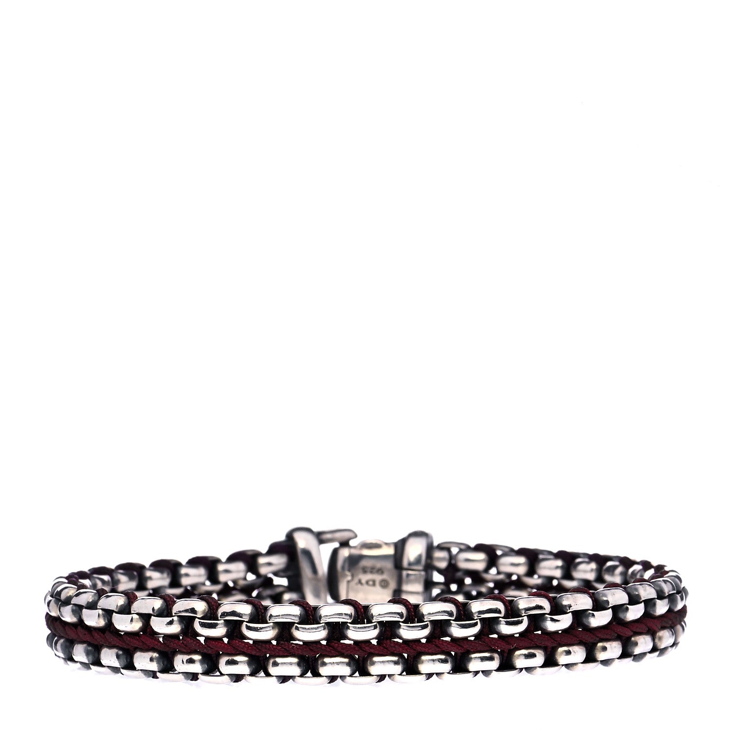 David Yurman Sterling Silver Woven Box Chain Bracelet Red 3 of 7