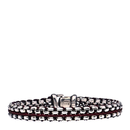 David Yurman Sterling Silver Woven Box Chain Bracelet Red 3 of 7