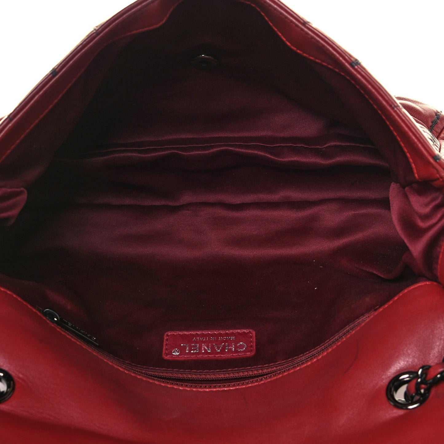 Lambskin Vertical Stitch Jumbo Single Flap Dark Red