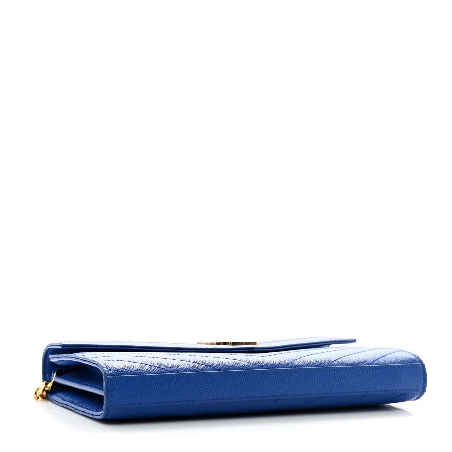 Grain De Poudre Matelasse Chevron Monogram Chain Wallet Blue Majorelle