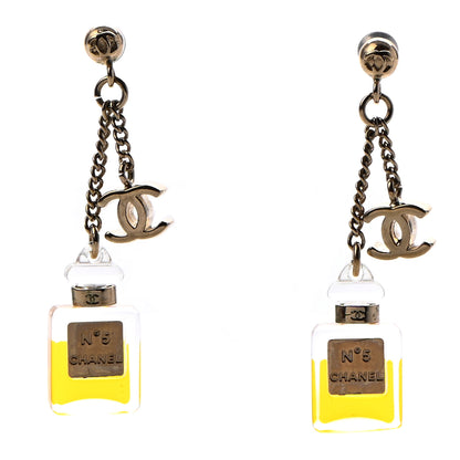 Chanel N°5 Perfume Bottle CC Drop Earrings Gold 1 of 4
