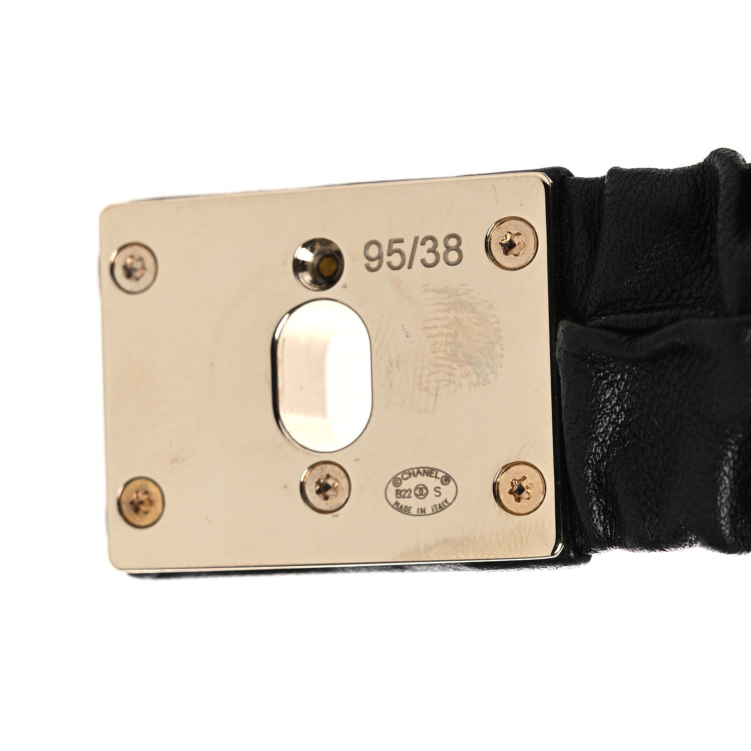 Chanel Lambskin Ruched Turn Lock CC Belt 95 38 Black 3 of 4