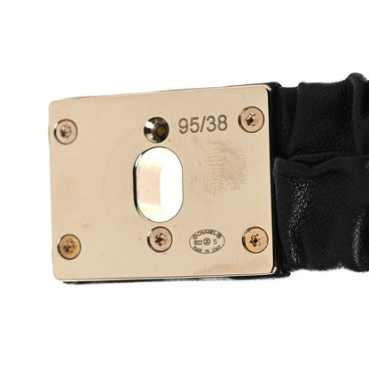 Chanel Lambskin Ruched Turn Lock CC Belt 95 38 Black 3 of 4