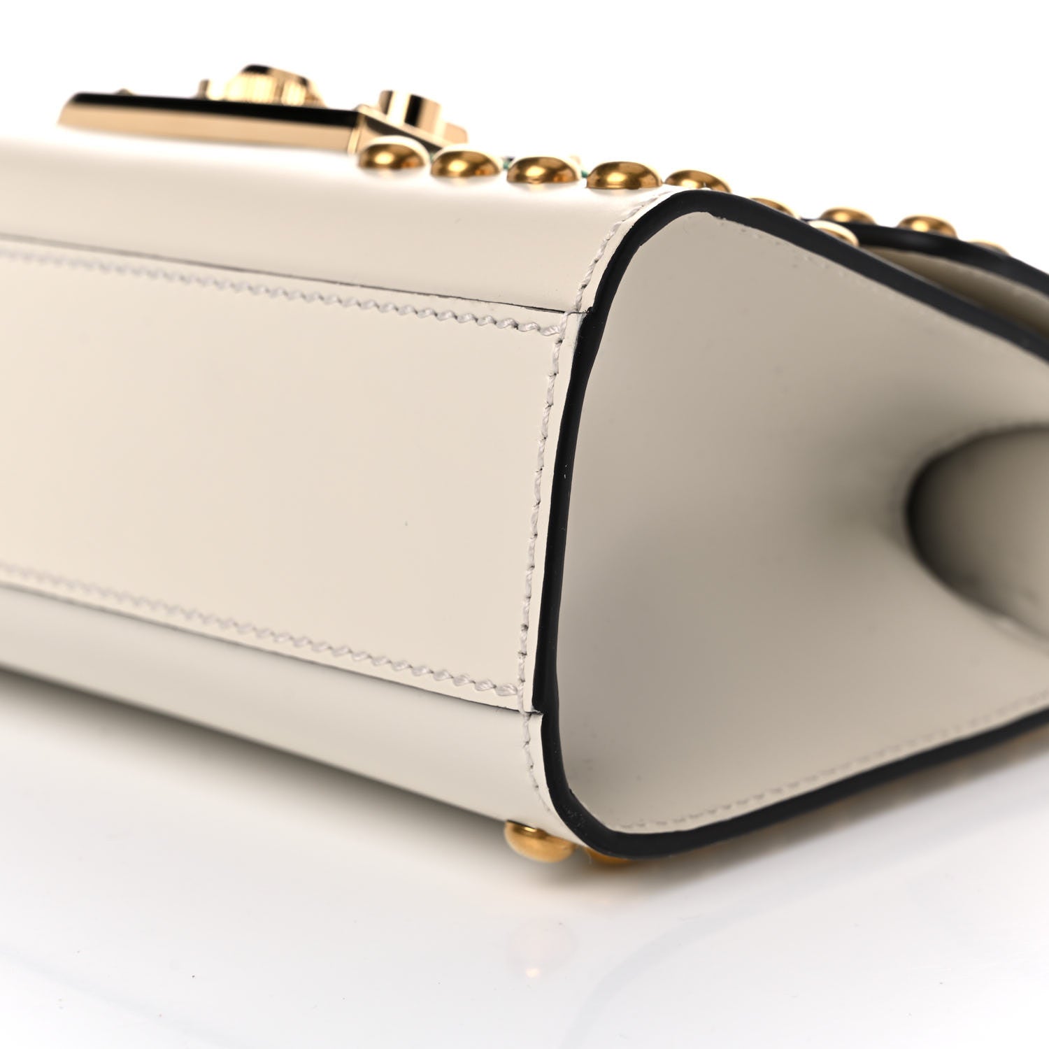 Gucci Calfskin Floral Embroidered Small Padlock Shoulder Bag White 9 of 11