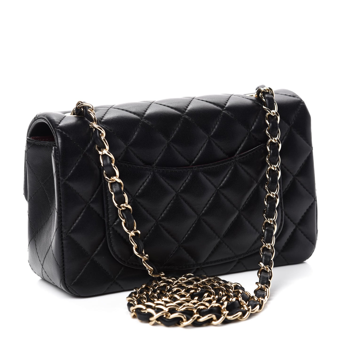 Lambskin Quilted Mini Rectangular Flap Black