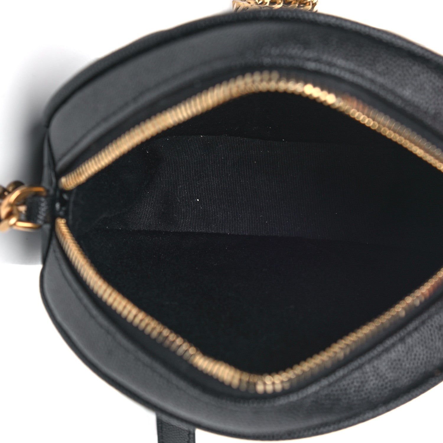 Saint Laurent Grain De Poudre Matelasse Chevron Quilted Round Vinyle Camera Bag Black 5 of 7