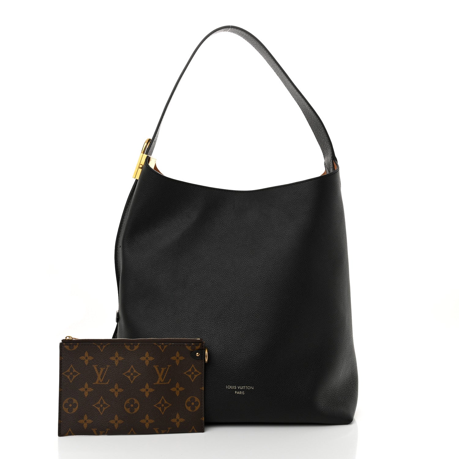 Louis Vuitton Grained Calfskin Low Key Hobo MM Black 1 of 12