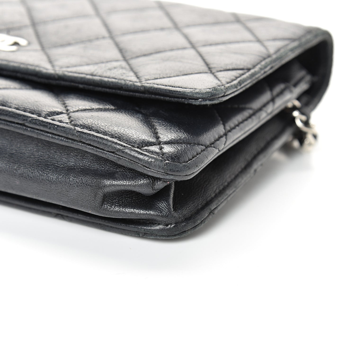 Lambskin Quilted Wallet On Chain WOC Black