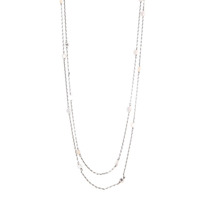 Chanel Pearl Beaded CC Long Necklace Silver 1 of 4