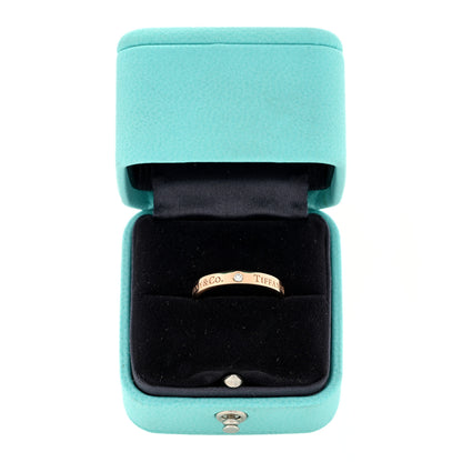 Tiffany 18K Rose Gold Diamond 3mm Logo Band Ring 51 5.75 5 of 5