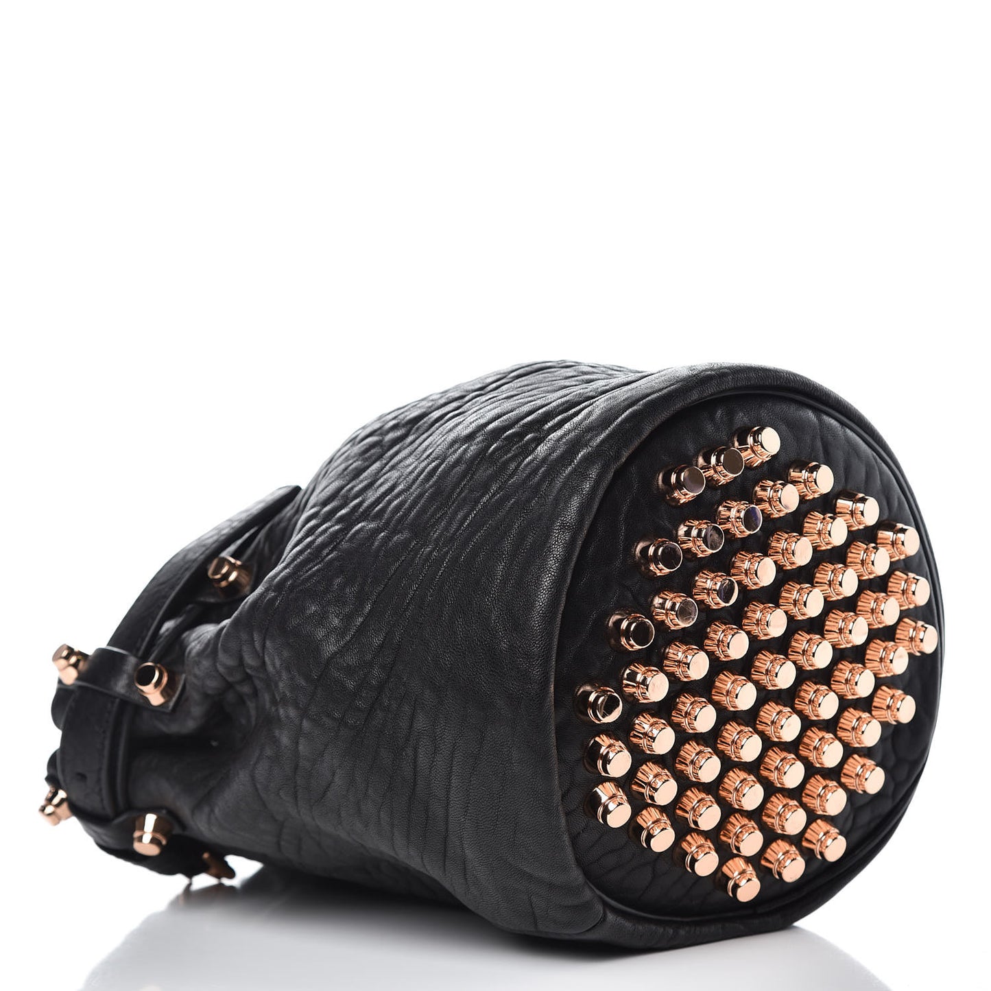 Pebbled Lambskin Diego Bucket Black Rose Gold Hardware