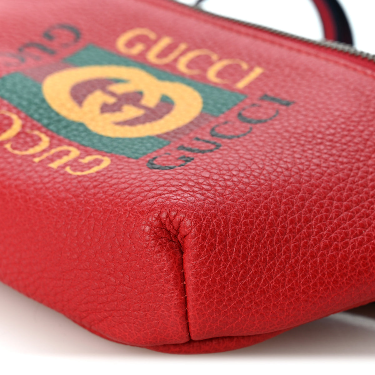 Grained Calfskin Small Logo Belt Bag Hibiscus Red