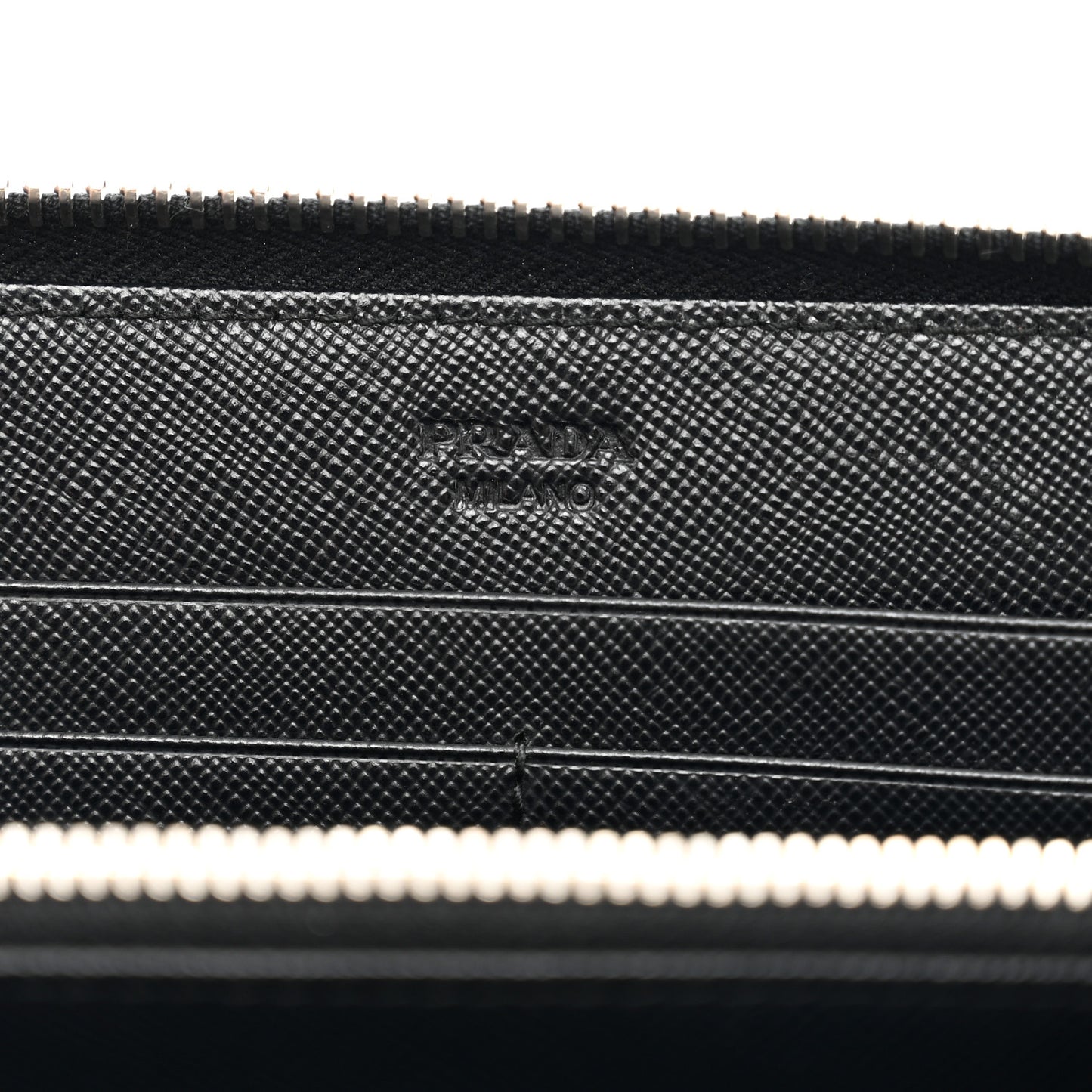 Saffiano Triangle Zip Around Wallet Black