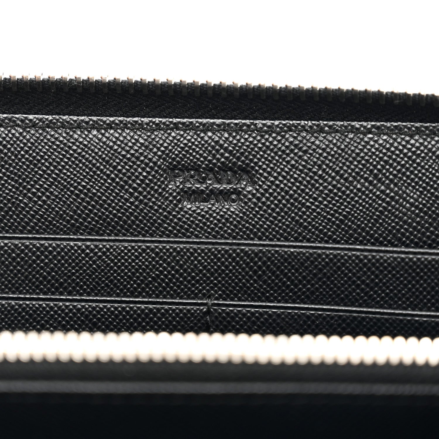 Prada Saffiano Triangle Zip Around Wallet Black 6 of 7