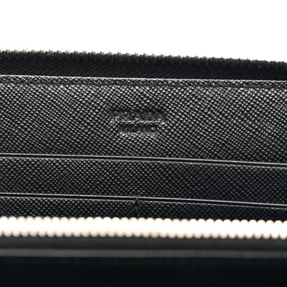 Prada Saffiano Triangle Zip Around Wallet Black 6 of 7