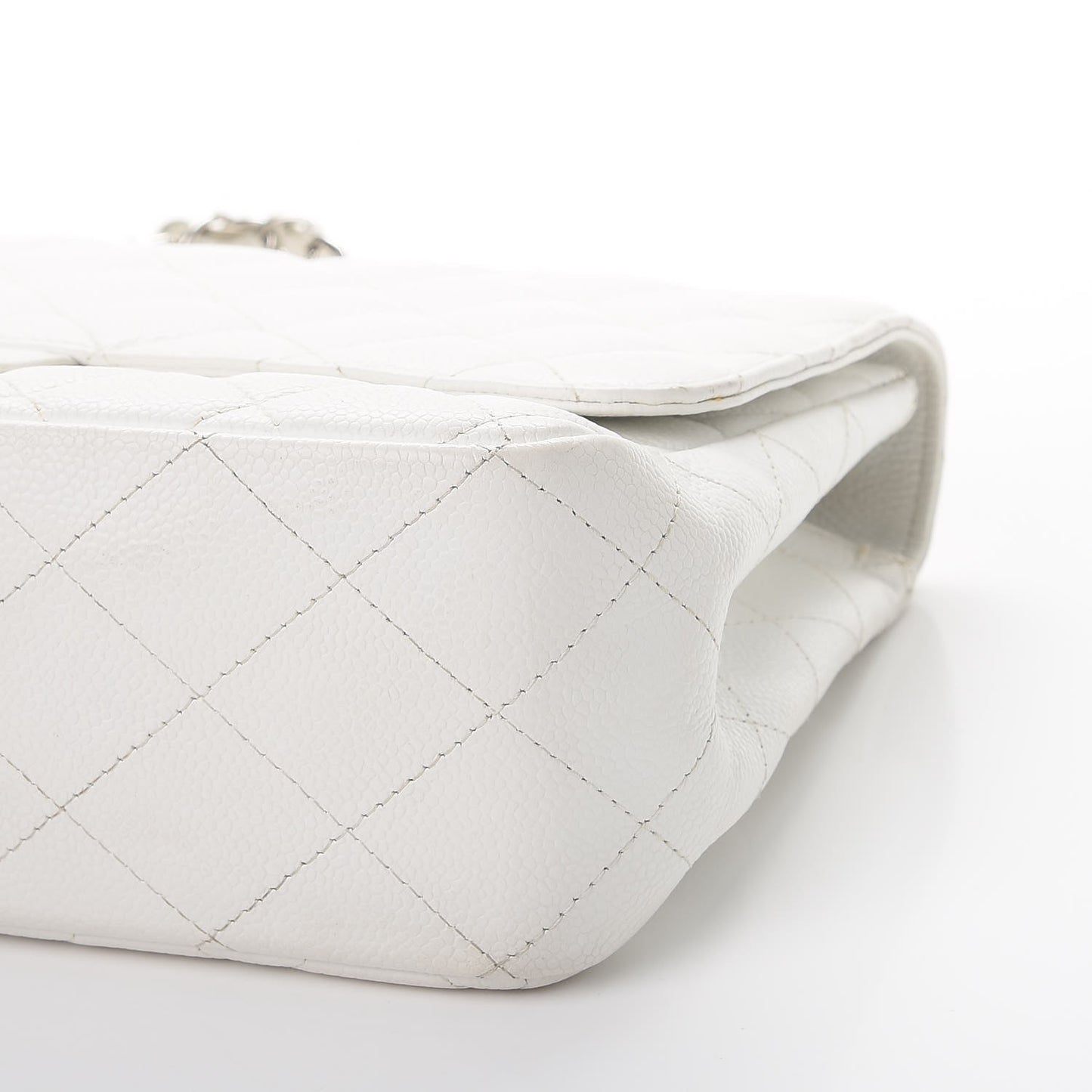 Caviar Quilted Jumbo Single Flap White