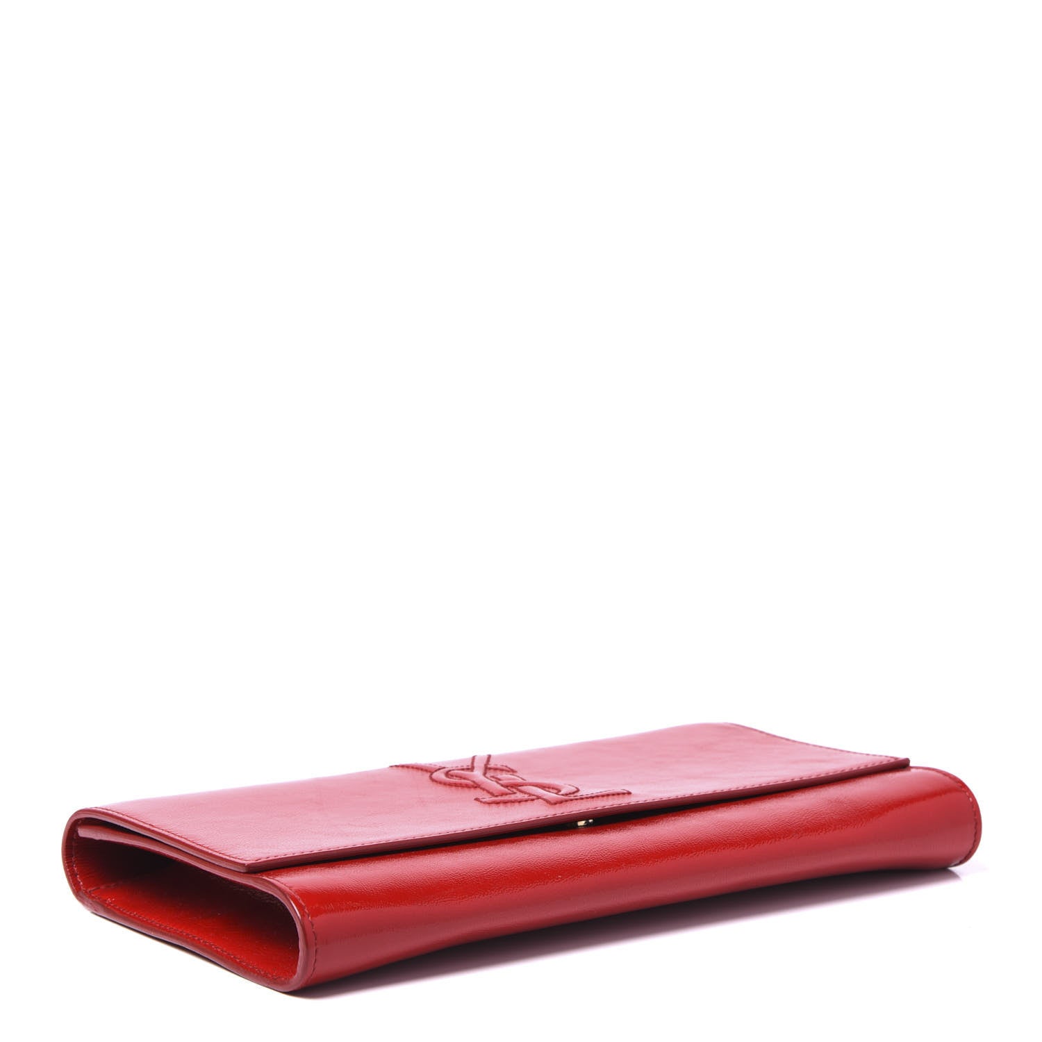 Saint Laurent Textured Patent Monogram Large Belle De Jour Clutch Red 3 of 8