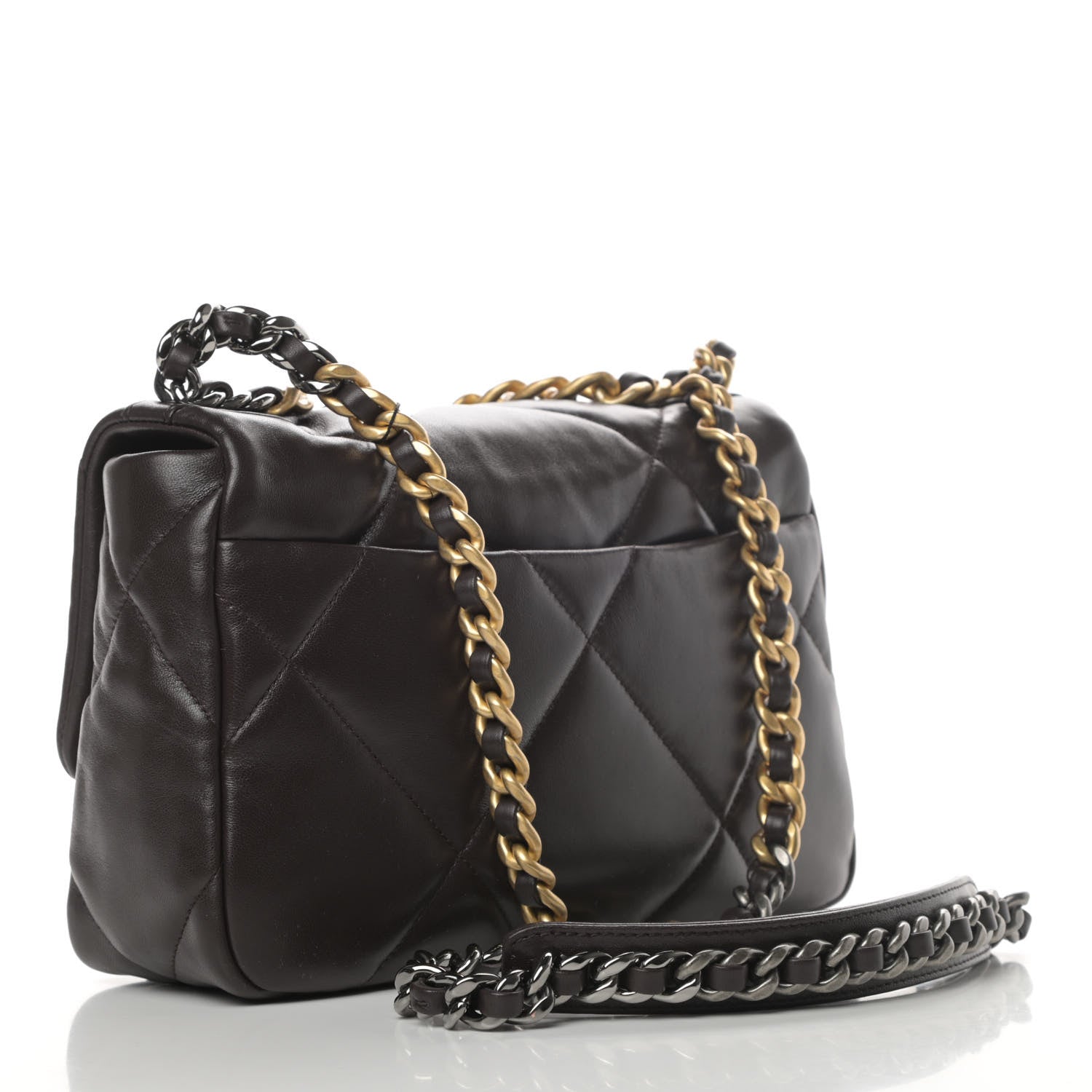 Chanel Lambskin Quilted Medium Chanel 19 Flap Dark Brown 2 of 4