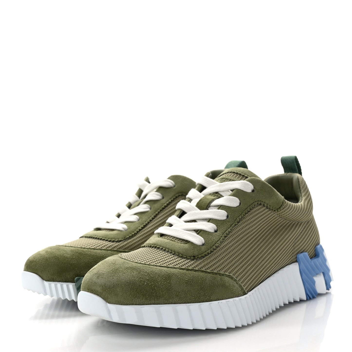 Air Mesh Suede Goatskin Bouncing Sneakers 37.5 Vert D'eau Celadon