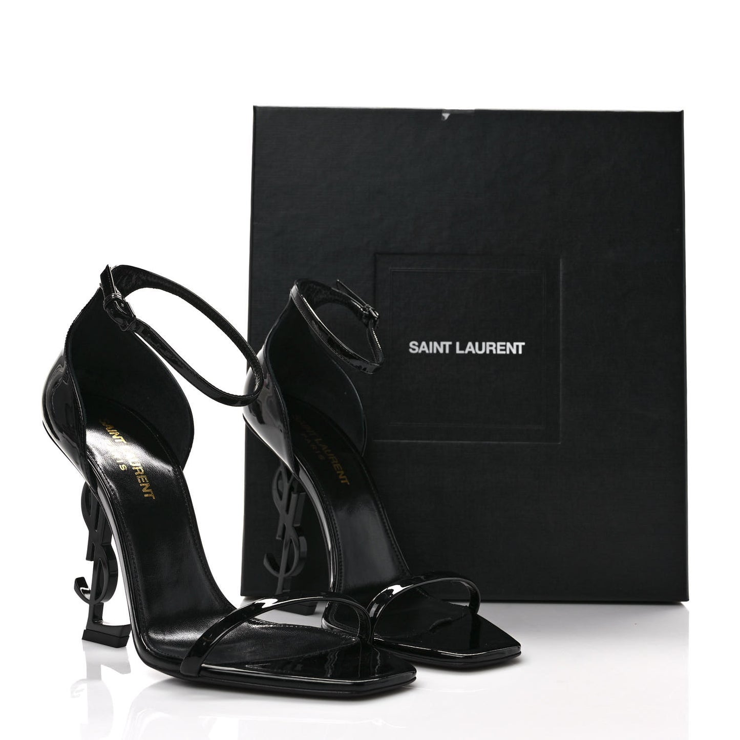 Patent Calfskin Opyum 110 Sandals 38.5 Black