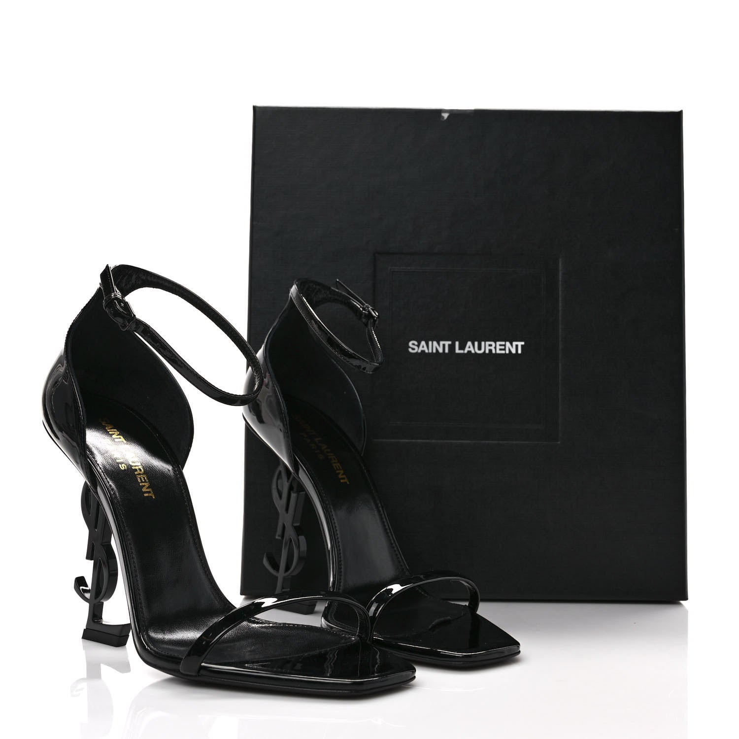 Saint Laurent Patent Calfskin Opyum 110 Sandals 38.5 Black 8 of 8