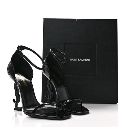 Saint Laurent Patent Calfskin Opyum 110 Sandals 38.5 Black 8 of 8